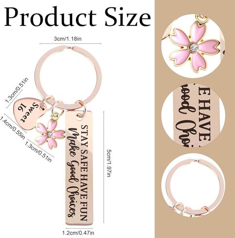 Ouligay Sweet 16 هدية للفتيات هدية عيد الميلاد السادس عشر للفتيات سلسلة مفاتيح حلوة ستة عشر هدية لفتاة تبلغ من العمر 16 عامًا عيد الميلاد 16 هدايا تزيين الحفلات للفتاة المراهقة والابنة والأخت أفضل صديق in Kuwait