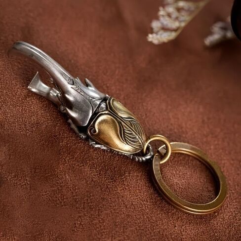 Vintage Beetle Keychain Metal Bottle Opener With Intricate Wing Design Durable Keyring For Men Metallic Finish Unique Gift in Saudi Arabia