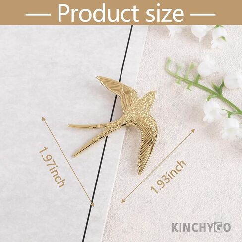 4 عبوات من بروش السنونو الذهبي المعدني البسيط على شكل طائر للنساء والرجال مقاس 1.97 بوصة in Kuwait