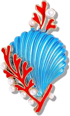 Shell Brooch Pin Sea Shell Ocean Animal Lapel Pin Scallop Shell Pins Sea Shell Jewelry Dress Accessories Cute Sea Animals Brooches for Women for Mom Best Friends Gift in Kuwait