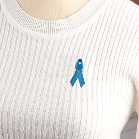 WANDIC Denim Blue Ribbon Pins, 100 Pcs Spinal Muscular Atrophy Awareness Ribbon Brooches Albinism Awareness Badges for Jeans Gene Movement in Saudi Arabia