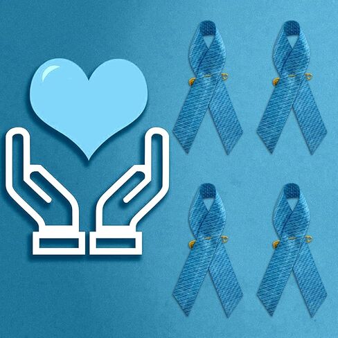 WANDIC Denim Blue Ribbon Pins, 100 Pcs Spinal Muscular Atrophy Awareness Ribbon Brooches Albinism Awareness Badges for Jeans Gene Movement in Saudi Arabia