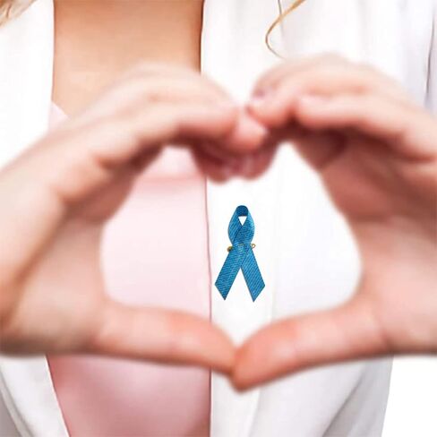 WANDIC Denim Blue Ribbon Pins, 100 Pcs Spinal Muscular Atrophy Awareness Ribbon Brooches Albinism Awareness Badges for Jeans Gene Movement in Saudi Arabia