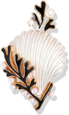 Shell Brooch Pin Sea Shell Ocean Animal Lapel Pin Scallop Shell Pins Sea Shell Jewelry Dress Accessories Cute Sea Animals Brooches for Women for Mom Best Friends Gift in Saudi Arabia