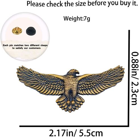 Metal Pin,Brown Engraved Eagle Badge Power And Mystery Brooch,Gift For Teens Students Family Friends Coworkers Interns Freshman,DIY Decor Jacket Canvas Bag Backpack Shirt Collar Accessory in Saudi Arabia