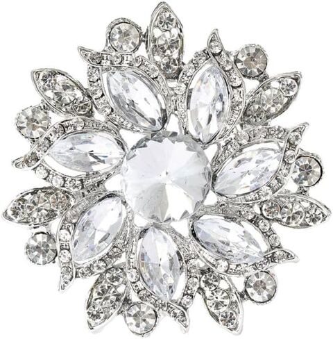 Elegant Crystal Flower Brooch Pin for Women, Sparkling Rhinestone Floral Jewelry Accessory for Dress, Wedding, Party, Gifts - A Stunning Choice with Retro Charm in Kuwait