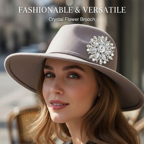 Elegant Crystal Flower Brooch Pin for Women, Sparkling Rhinestone Floral Jewelry Accessory for Dress, Wedding, Party, Gifts - A Stunning Choice with Retro Charm in Kuwait