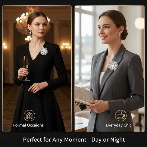 Elegant Crystal Flower Brooch Pin for Women, Sparkling Rhinestone Floral Jewelry Accessory for Dress, Wedding, Party, Gifts - A Stunning Choice with Retro Charm in Kuwait