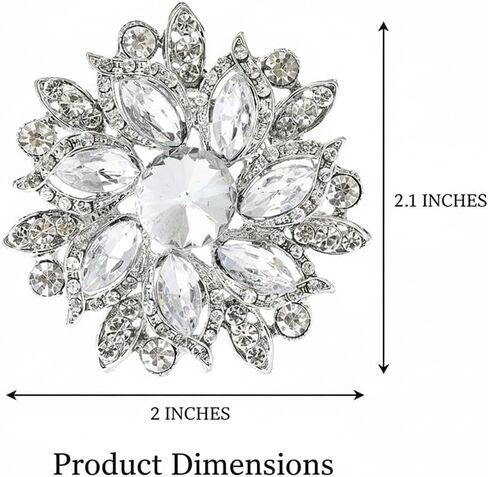 Elegant Crystal Flower Brooch Pin for Women, Sparkling Rhinestone Floral Jewelry Accessory for Dress, Wedding, Party, Gifts - A Stunning Choice with Retro Charm in Kuwait