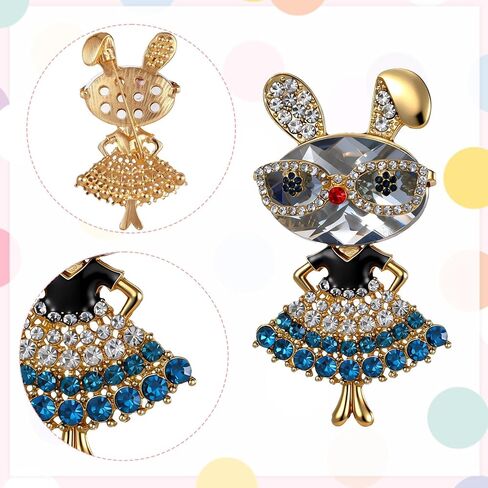 Rhinestone Lady Rabbit Brooch Pin for Women, Dainty Cute Christmas Jewelry Crystal Easter Bunny Lapel Pin, Cute Crystal Rabbit Animal Brooch Pins for Graduation Souvenir Gift Honors Day Halloween in Saudi Arabia