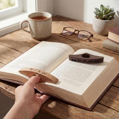 2 Pcs Book Thumb Page Holder for Reading Teacher Appreciation Gift Wooden Book Opener Engraved to Be Read and Just One More Page Books Lover Gift Reading Accessories for Reader Librarian Bookworm in Saudi Arabia