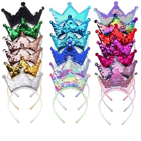 مجموعة عصابات رأس تاج الأميرة مكونة من 20 قطعة، عصابات رأس لامعة من الترتر للنساء، هدايا حفلات الأميرات، 20 لونًا in Kuwait