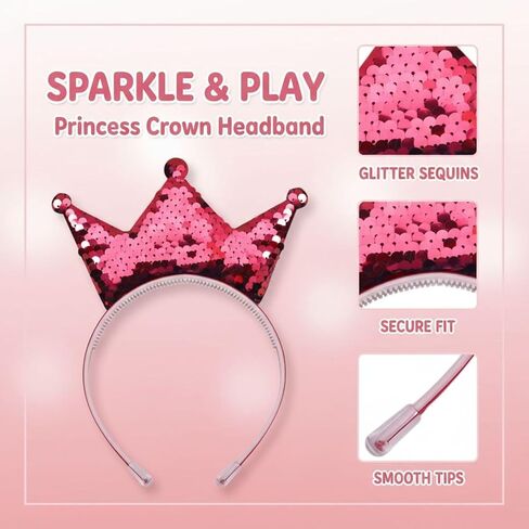 مجموعة عصابات رأس تاج الأميرة مكونة من 20 قطعة، عصابات رأس لامعة من الترتر للنساء، هدايا حفلات الأميرات، 20 لونًا in Kuwait