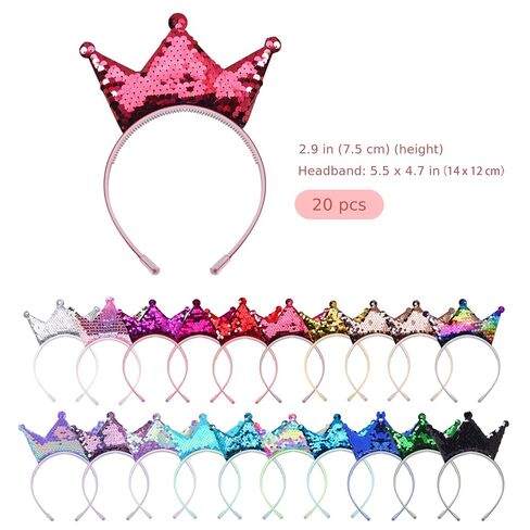 مجموعة عصابات رأس تاج الأميرة مكونة من 20 قطعة، عصابات رأس لامعة من الترتر للنساء، هدايا حفلات الأميرات، 20 لونًا in Kuwait