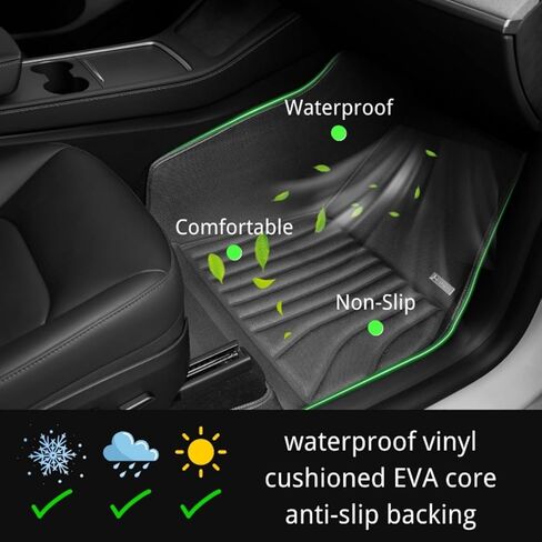 SUPER LINER 6 PCS Soft Floor Mats & Accessories for Tesla Model 3 Highland (2024,2025,2026) – Custom Fit All Weather Protection Full-CabinProtect™ System Cargo Liners in Kuwait