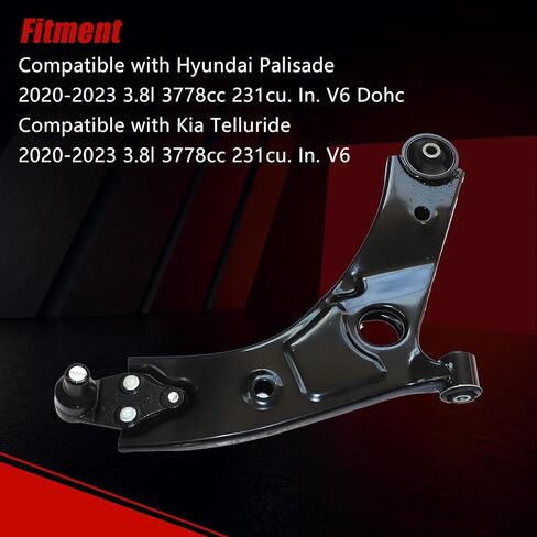 FZJDSD 1PC Front Right Lower Control Arm 54501-S8100 54501S8100 Compatible with Hyundai Palisade 2020-2023 Compatible with Kia Telluride 2020-2023 3.8l 3778cc in Saudi Arabia
