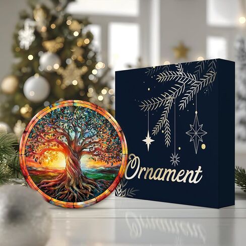 زخرفة شجرة الحياة السلتية - الزخرفة الأيرلندية 2025، تصميم الشمس الروحية السلتية والطبيعة - رمز الشجرة الملونة للقوة والتجديد والوحدة - تذكار معلق من السيراميك لعيد الميلاد in Kuwait