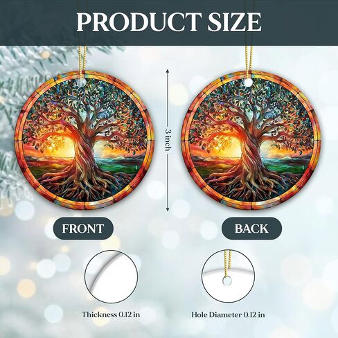 زخرفة شجرة الحياة السلتية - الزخرفة الأيرلندية 2025، تصميم الشمس الروحية السلتية والطبيعة - رمز الشجرة الملونة للقوة والتجديد والوحدة - تذكار معلق من السيراميك لعيد الميلاد in Kuwait