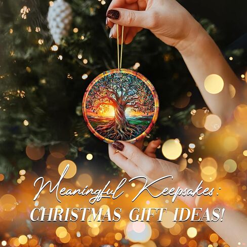 زخرفة شجرة الحياة السلتية - الزخرفة الأيرلندية 2025، تصميم الشمس الروحية السلتية والطبيعة - رمز الشجرة الملونة للقوة والتجديد والوحدة - تذكار معلق من السيراميك لعيد الميلاد in Kuwait