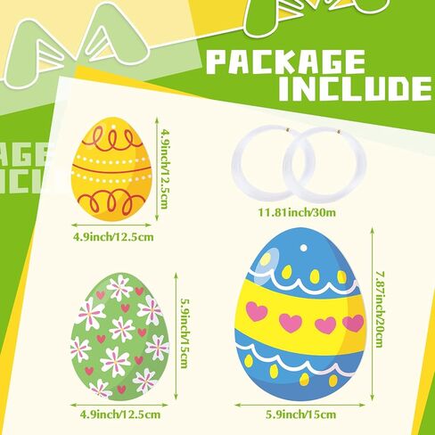 Marsui 30 Pcs Easter Eggs Decorations Easter Pastel Outdoor Hanging Ornaments Double Side Spring Birthday Party Decor for Tree Porch Yard Lawn 3 Sizes in Saudi Arabia