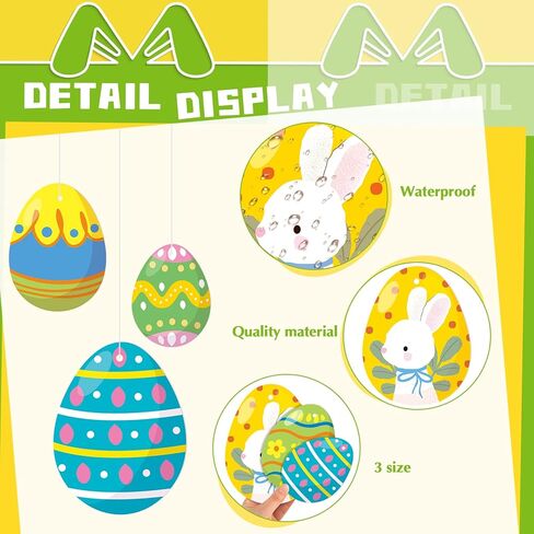 Marsui 30 Pcs Easter Eggs Decorations Easter Pastel Outdoor Hanging Ornaments Double Side Spring Birthday Party Decor for Tree Porch Yard Lawn 3 Sizes in Saudi Arabia