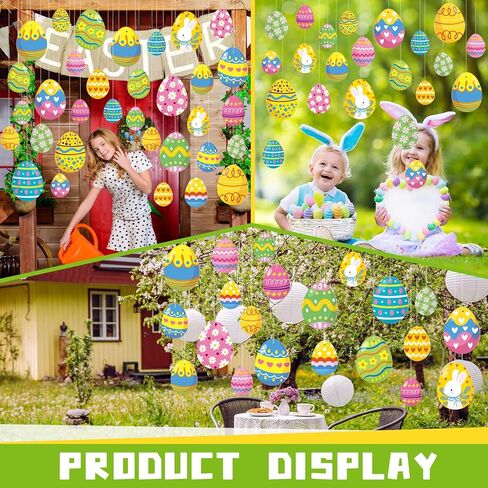 Marsui 30 Pcs Easter Eggs Decorations Easter Pastel Outdoor Hanging Ornaments Double Side Spring Birthday Party Decor for Tree Porch Yard Lawn 3 Sizes in Saudi Arabia