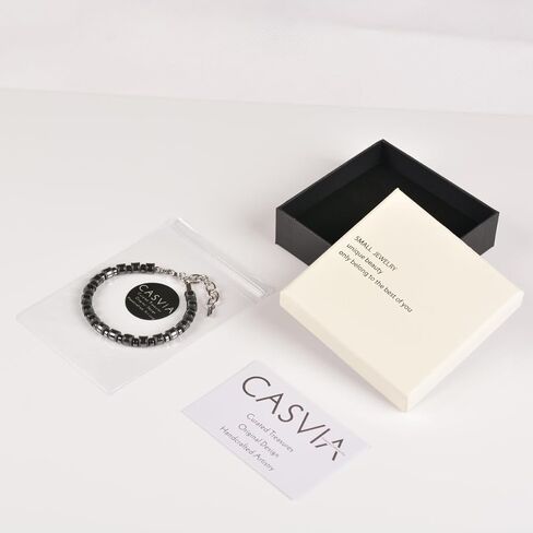 Hematite Mens Bracelet with Chakra and Protective Bracelet with Stainless Steel Adjustable Chain Mens Jewelry Ideal for Yourself, Your Father and Your Friends. in Kuwait