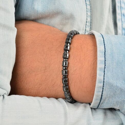 Hematite Mens Bracelet with Chakra and Protective Bracelet with Stainless Steel Adjustable Chain Mens Jewelry Ideal for Yourself, Your Father and Your Friends. in Kuwait