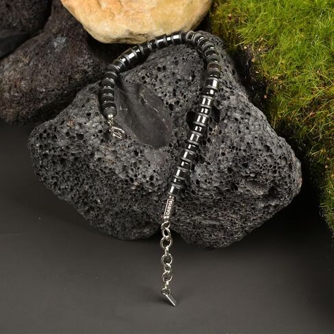 Hematite Mens Bracelet with Chakra and Protective Bracelet with Stainless Steel Adjustable Chain Mens Jewelry Ideal for Yourself, Your Father and Your Friends. in Kuwait