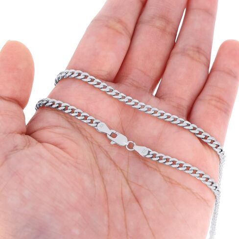 Nuragold 10K Real White Gold Miami Cuban Link 3.5mm Chain Bracelet (7"-9") Italian Jewelry for Men & Women in Saudi Arabia