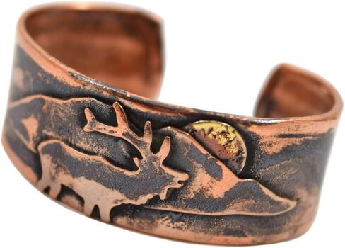 American Made Rustic Copper Cuff Bracelet – Elk and Mountain in Kuwait