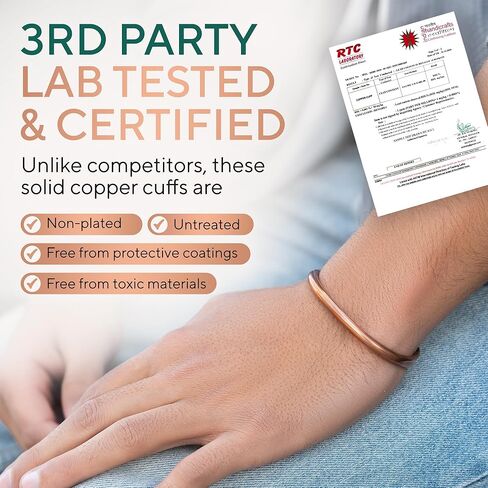 TheraCopper Copper Bracelet for Men & Women — 100% Pure Copper Bracelets — Raw, Solid & Uncoated Handmade Tibetan Bracelet Cuff Bangles (Hammered & Barrel Design) in Kuwait