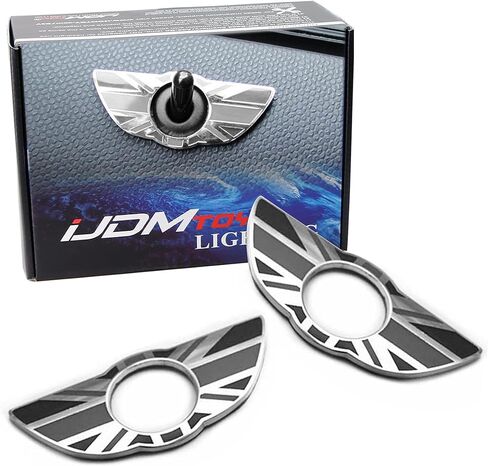 حلقات شعار الجناح من iJDMTOY Union Jack Style متوافقة مع مقابض قفل الباب Mini Cooper R60 Countryman R61 Paceman، تصميم علم المملكة المتحدة باللون الأحمر/الأزرق in Kuwait