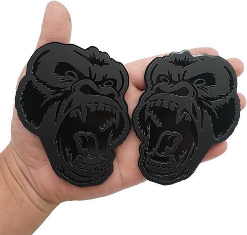 مجموعة زوج من شارات Angry Gorilla Ape Emblem ثلاثية الأبعاد مخصصة بديلة جديدة لسيارة السيارة العالمية والشاحنة وتزيين نافذة باب الدراجة النارية (أسود وأحمر) in Saudi Arabia