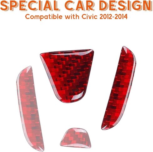 Bilisin Compatible with Rear Tailgate Insert Emblem Logo Carbon Fiber Emblem Badge Decal Cover Trim with Strong Adhesive for Honda Civic 2011-2015 Red in Saudi Arabia