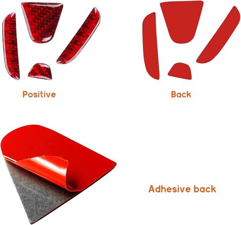 Bilisin Compatible with Rear Tailgate Insert Emblem Logo Carbon Fiber Emblem Badge Decal Cover Trim with Strong Adhesive for Honda Civic 2011-2015 Red in Saudi Arabia