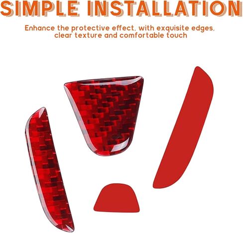 Bilisin Compatible with Rear Tailgate Insert Emblem Logo Carbon Fiber Emblem Badge Decal Cover Trim with Strong Adhesive for Honda Civic 2011-2015 Red in Saudi Arabia