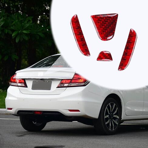 Bilisin Compatible with Rear Tailgate Insert Emblem Logo Carbon Fiber Emblem Badge Decal Cover Trim with Strong Adhesive for Honda Civic 2011-2015 Red in Saudi Arabia