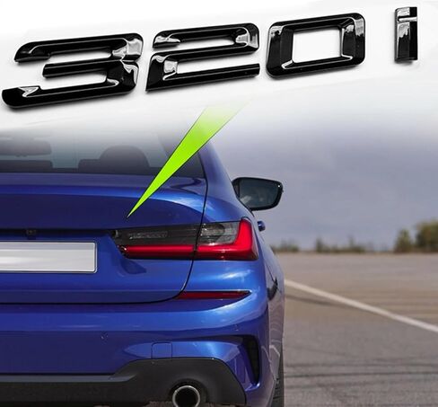 Generic 320i Rear Gloss Black 3D Trunk Lid Car Badge Emblem Decal Number Letter for BMW 3 Series with Adhesive Backing in Saudi Arabia
