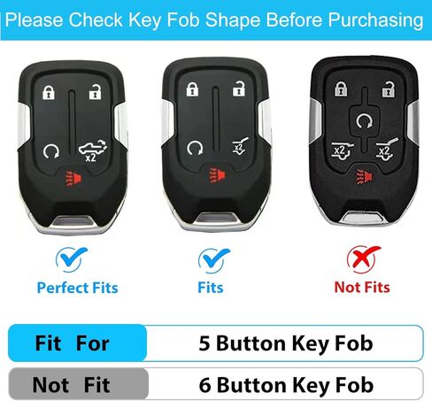 OLLEN Key Fob Cover Fit for GMC Acadia/Terrain/Sierra, Fit for Chevy Silverado 2017-2024, Full Protection Soft TPU Key Case, 5 Button, with Bling Keychain, White in Saudi Arabia