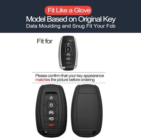 2pcs Compatible with Lincoln Continental MKC MKX MKZ Navigator Nautilus Smart 5 Buttons Black Key Fob Cover Case Key Chain Protector Keyless Remote Holder in Saudi Arabia