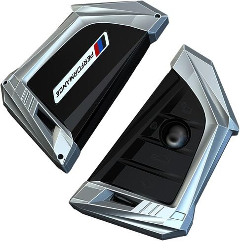 Egreat Key Fob Case Cover Compatible with BMW 5 6 7 Series X1 X2 X3 X5 X6 GT Series, Metal Key Fob Shell Keychain Holder Silicone Rubber Remote for BMW Accessories (Black) in Kuwait