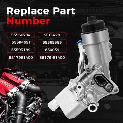 Engine Oil Filter Housing Assembly Adapter with Gasket Compatible with 2011-2021 Chevy Cruze Limited Sonic Trax Buick Encore 1.4L Turbo,Replace#918-428 55566784 55565388 88179-91400 in Kuwait