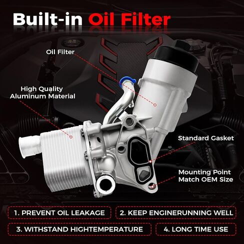 Engine Oil Filter Housing Assembly Adapter with Gasket Compatible with 2011-2021 Chevy Cruze Limited Sonic Trax Buick Encore 1.4L Turbo,Replace#918-428 55566784 55565388 88179-91400 in Kuwait