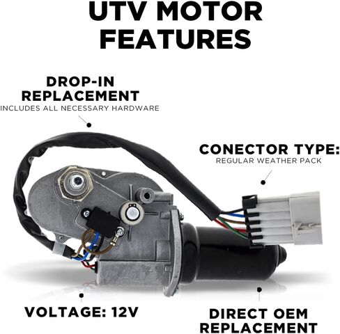 Autotex Premium UTV Wiper Motor, 12V Electric Motor, 180° Wipe Sweep Wiper Motor for Polaris, Can-Am, Kawasaki, Yamaha, Honda, Kubota, Golf Carts & More! in Kuwait