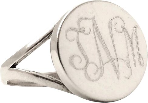 The Personal Exchange Round Monogram Sterling Silver Ring in Kuwait