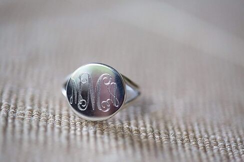 The Personal Exchange Round Monogram Sterling Silver Ring in Kuwait