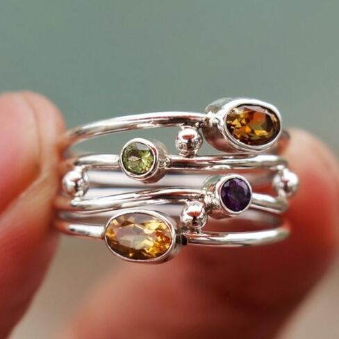 Exquisite Bohemian Colorful Synthetic Gemstone Multi-Layer Hollow Wide Ring for Women Daily Vacation Retro Jewelry in Saudi Arabia