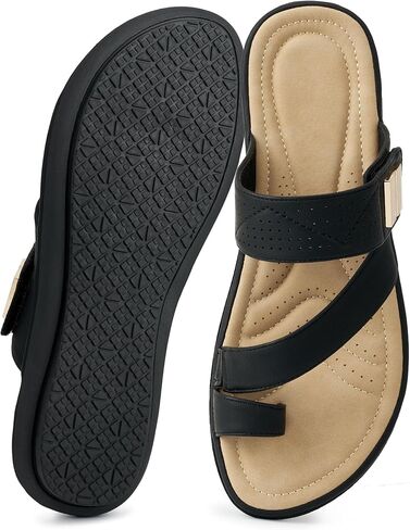 Flats Sandals for Women 2026: Comfortable Dressy Summer Slides Adjustable Cushioned Walking Shoes for Beach Vacation Office Casual in Kuwait