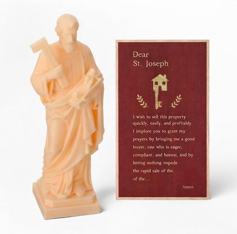 Wenqik 1 Sets St Joseph Statue for Selling House Set St Joseph House Selling Statue with Prayer Card Auspicious Gift for Real Estate Transactions to Ensure Smooth Sell and a Blessing, 2.76 Inch in Saudi Arabia
